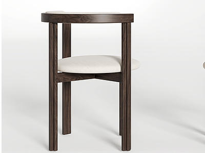 3d现代实木靠椅餐椅模型