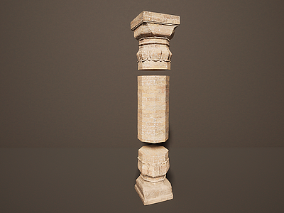 3d古代建筑石雕石塑柱子模型
