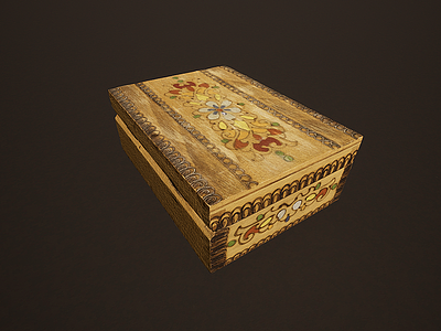 3d古代文物老物件盒子模型