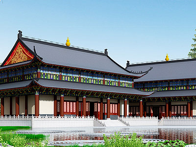 中式古建祠堂宫殿模型3d模型