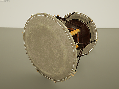 3d文物乐器羊皮鼓模型