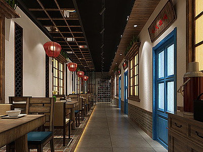 中式中餐厅模型