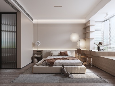 3d现代温暖风家居卧室模型