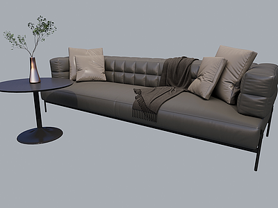 现代多人皮质沙发模型3d模型