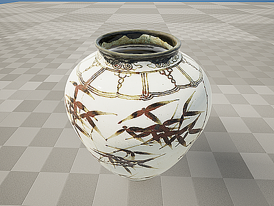 3d文物瓷器陶泥罐模型