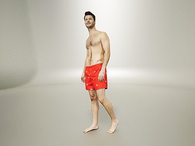 光膀子沙滩裤男人模型3d模型