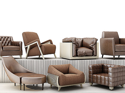 现代单体休闲沙发组合模型