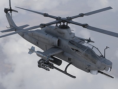 武装直升机带内饰驾驶舱3d模型