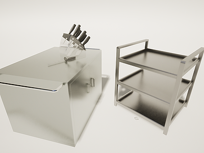 3d厨房不锈钢操作台厨具模型