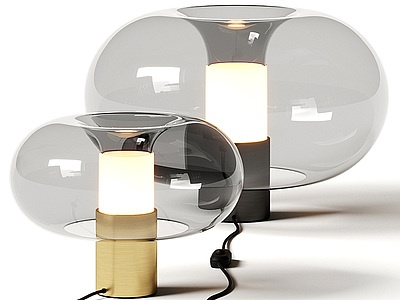 3d现代圆形玻璃台灯模型