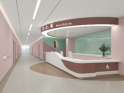 简约医院护士站模型3d模型