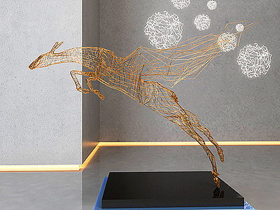 3d麋鹿雕塑装饰品艺术品模型