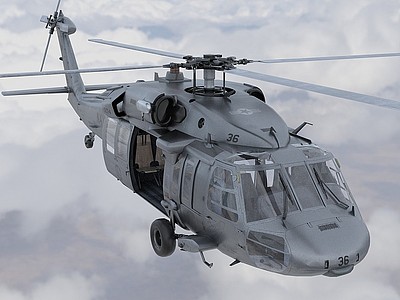 3d海鹰直升机低配版模型