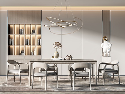 3d现代简约风家居餐厅模型