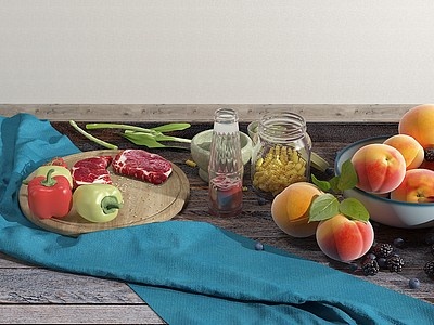 3d水果蔬菜厨房餐具模型
