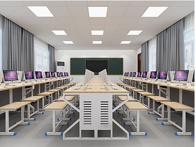 3d电脑教室模型