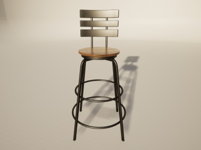 3d铁艺工业风吧台餐椅模型