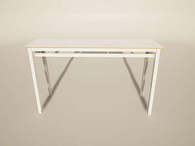 简易白色长桌办公桌模型3d模型