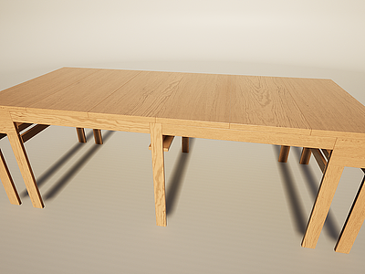简约实木长桌办公桌模型
