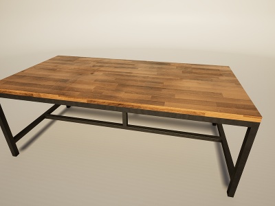 3d铁艺实木餐桌办公桌模型