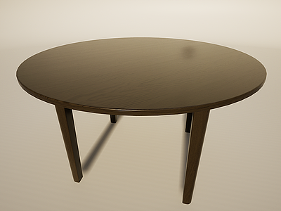3d简约实木圆桌餐桌模型