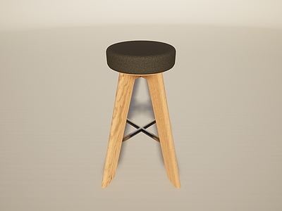 现代简约实木吧台凳模型