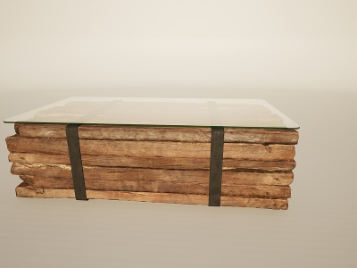 3d实木创意原木风茶几桌模型