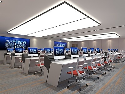 指挥中心电脑教室模型3d模型