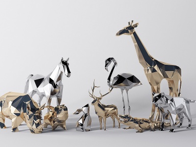 3d现代金属动物雕塑模型