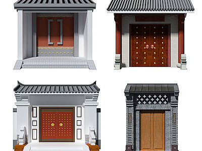 中式古建门头大门模型3d模型