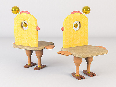 卡通小鸡儿童椅模型3d模型