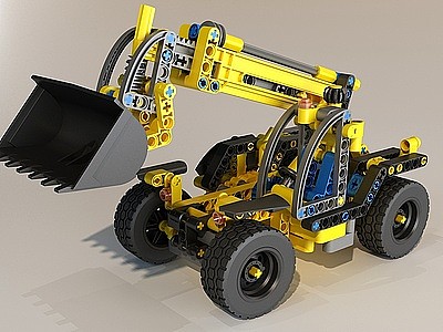 3d玩具工程车钩机模型