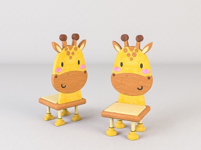 卡通儿童动物座椅板凳模型3d模型