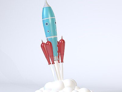 3d卡通火箭玩具模型