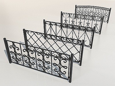 3d北欧铁艺栏杆模型