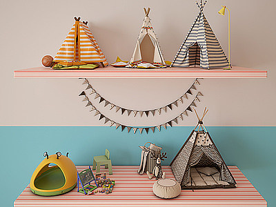 帐篷玩具小房子充气屋模型3d模型