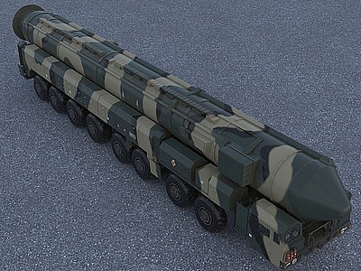 军事装备洲际导弹车发射车3d模型