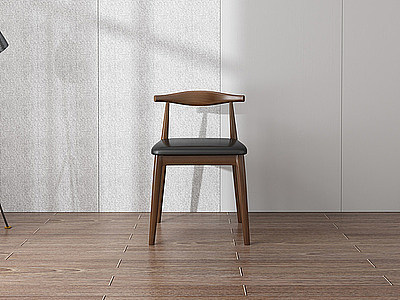 简约实木牛角餐椅椅模型3d模型