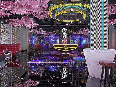 3d现代酒吧大厅模型