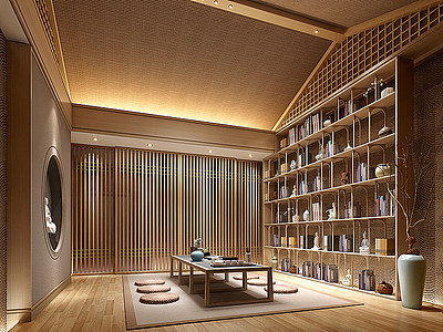 3d日式禅修室茶室模型