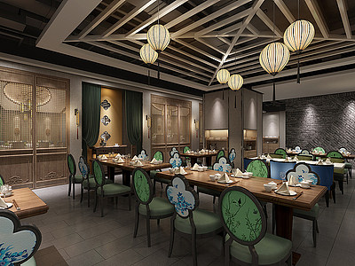 中式餐厅模型3d模型