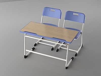 3d现代学生学习桌椅组合模型