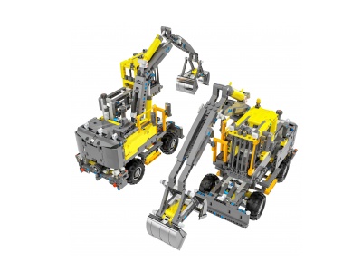 3d乐高挖掘机推土机玩具组合模型