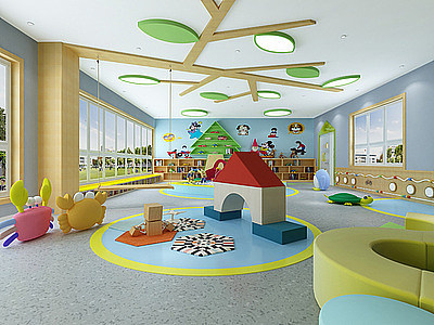 现代幼儿园娱乐室模型