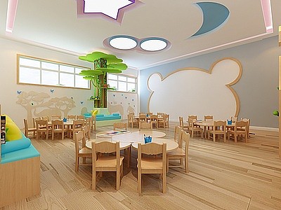 现代幼儿园教室模型