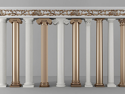 3d欧式罗马柱组合模型