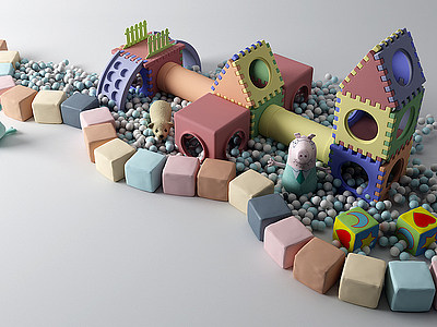 积木玩具模型3d模型