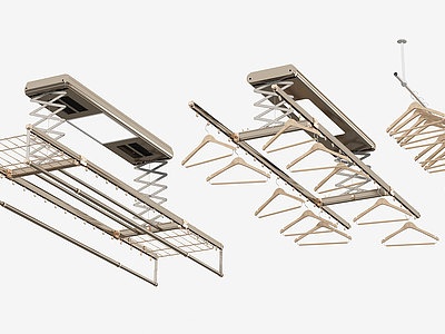 3d阳台晾衣架组合模型