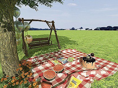 3d户外野餐露营模型