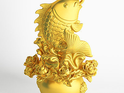 3d金钱鲤鱼雕塑雕像模型